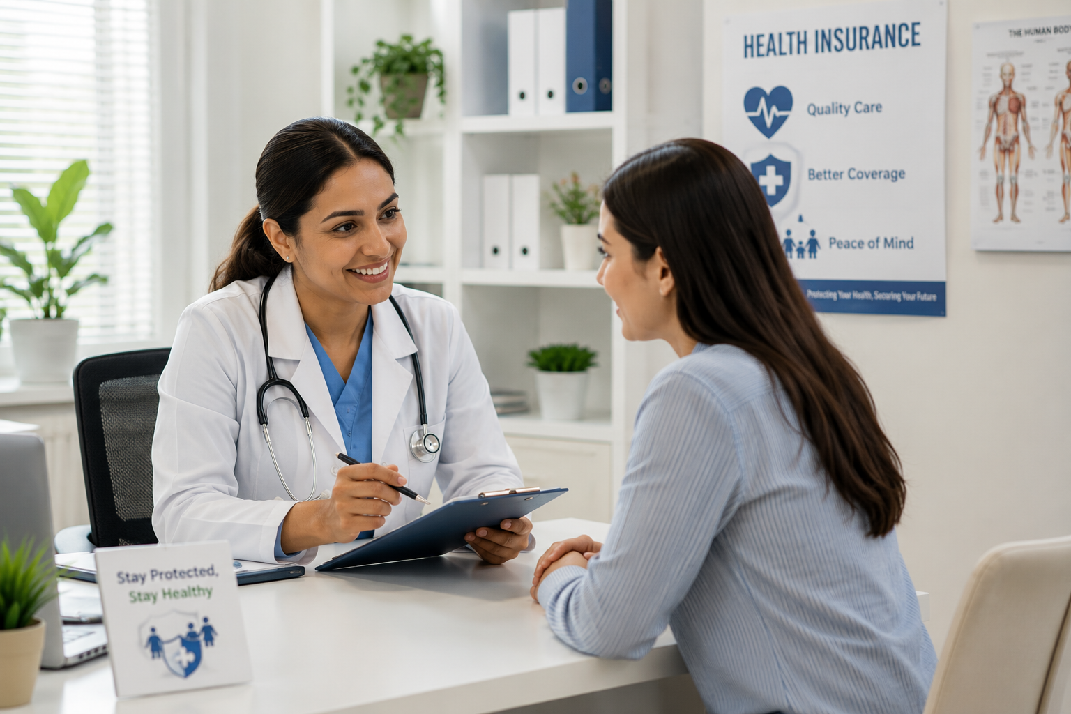 Doctor consulting with a patient about health insurance