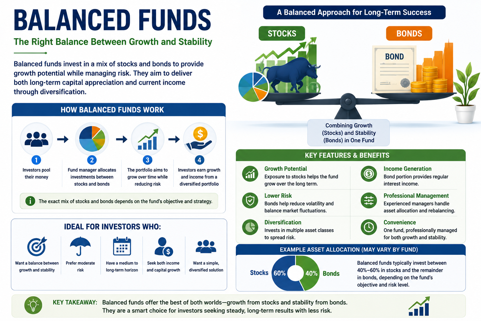 Balanced mutual fund investing illustration