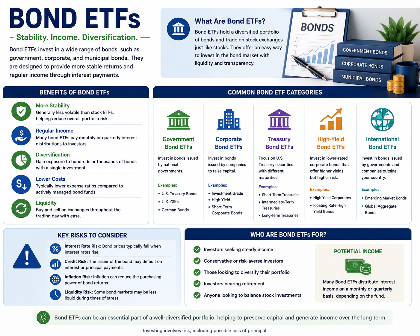 Bond ETF investment portfolio illustration