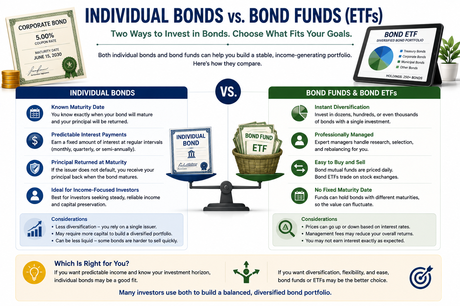 Comparison between individual bonds and bond funds
