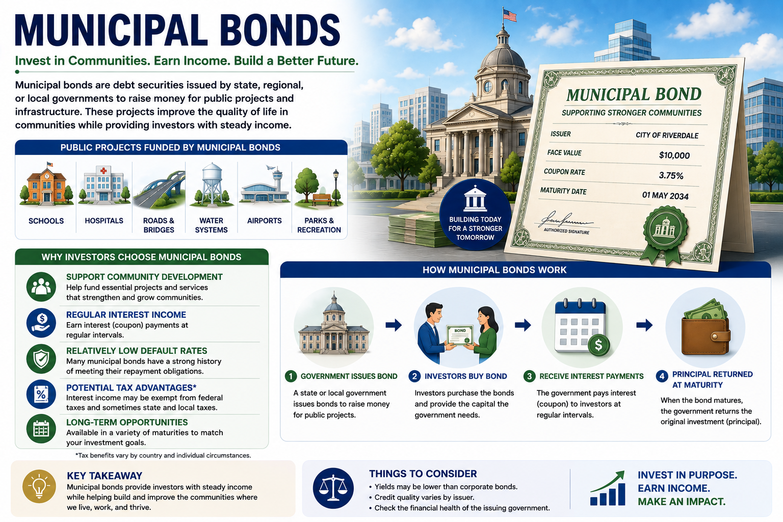 Municipal bond financing public infrastructure projects