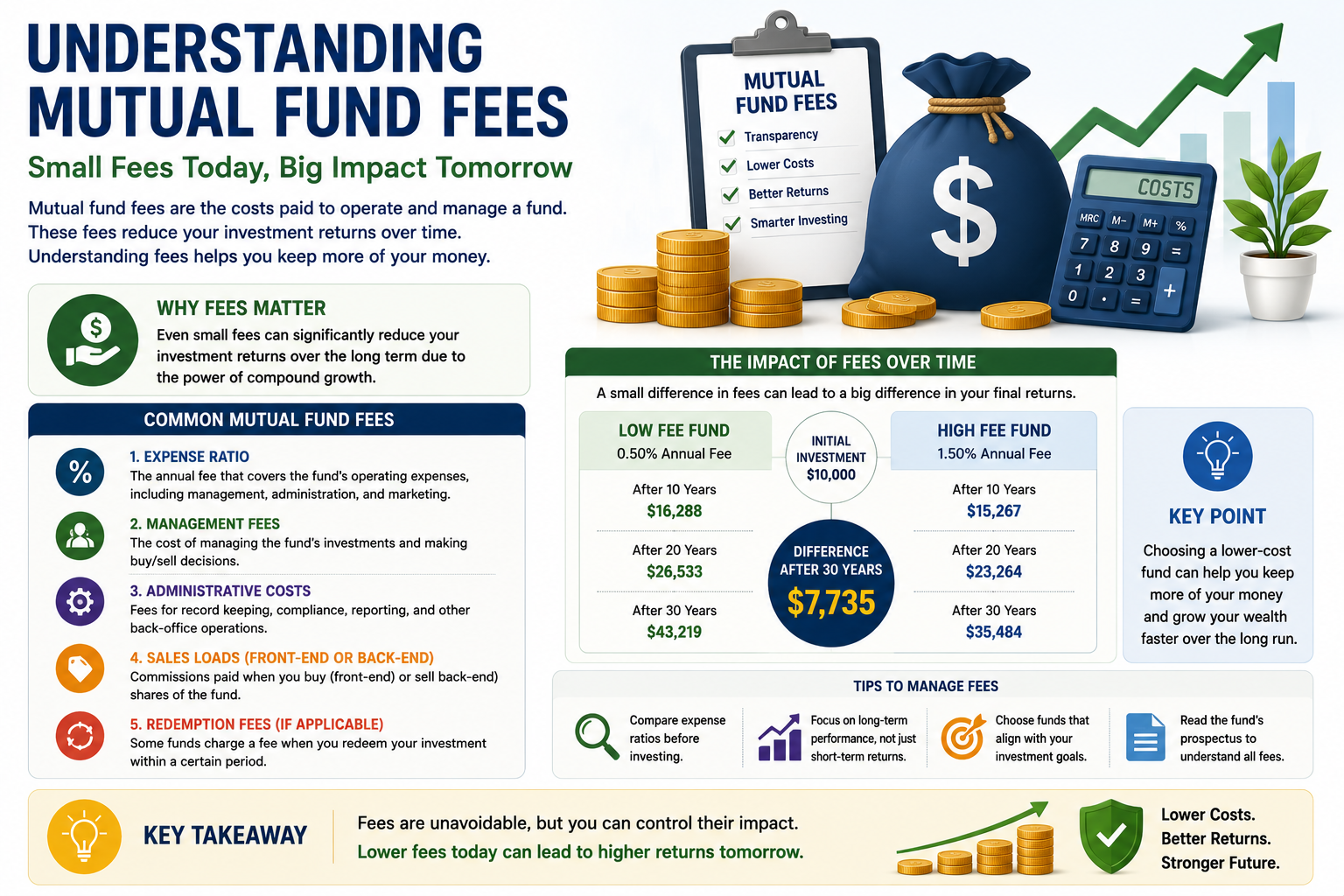 Illustration explaining mutual fund fees and expense ratios