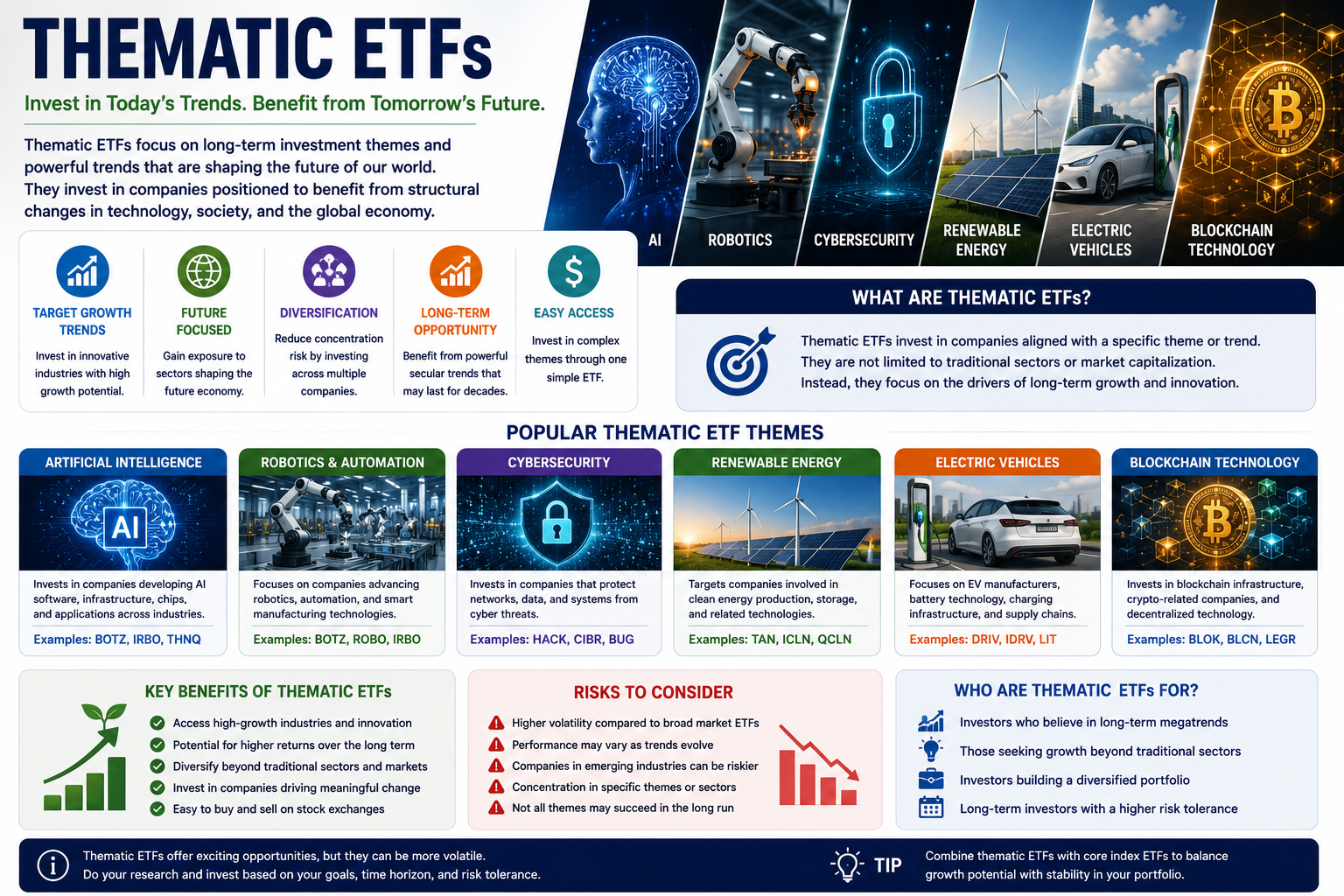 Future technology sectors represented by thematic ETFs