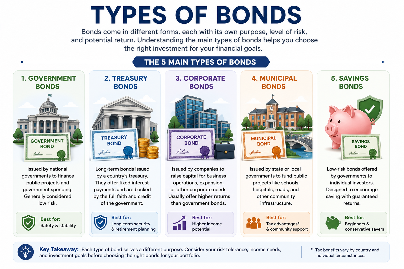 Different types of bonds available to investors